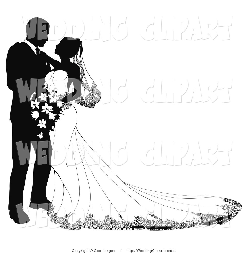Vector Marriage Clipart Of Wedding Black And White Bride Groom