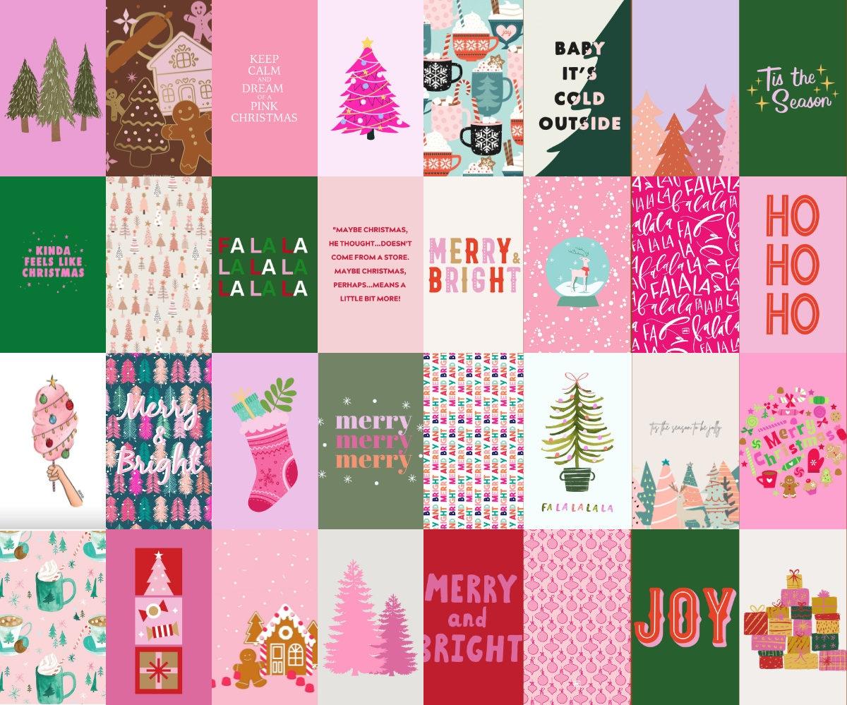 Digital Download Preppy Christmas Collage Kit Printable Art Trendy
