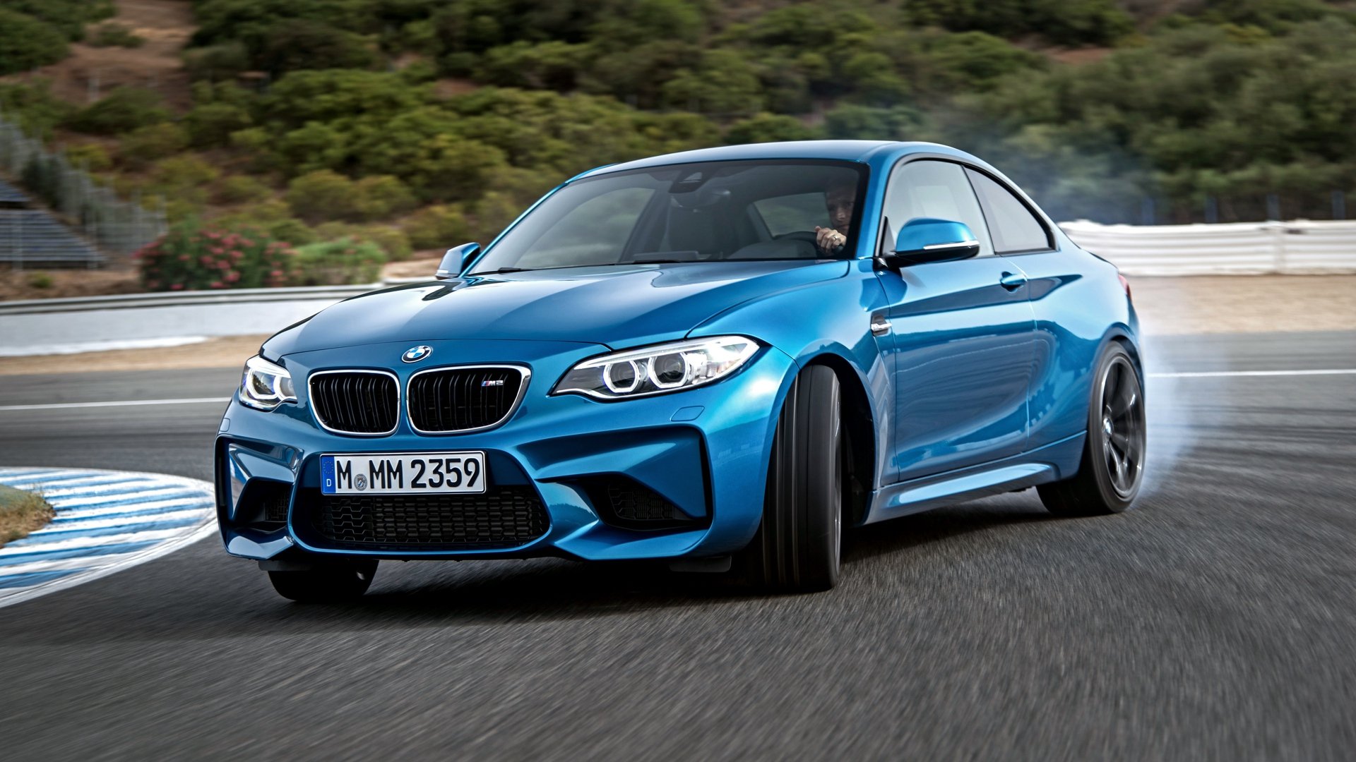  Bmw M2 F87 Blue Side view Wallpaper Background Full HD 1080p