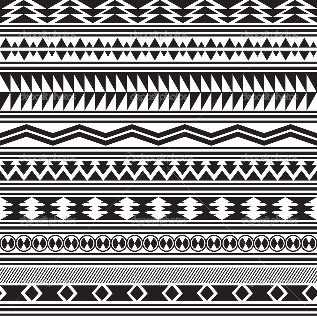 Post Tribal Striped Seamless Pattern Geometric Black White Background