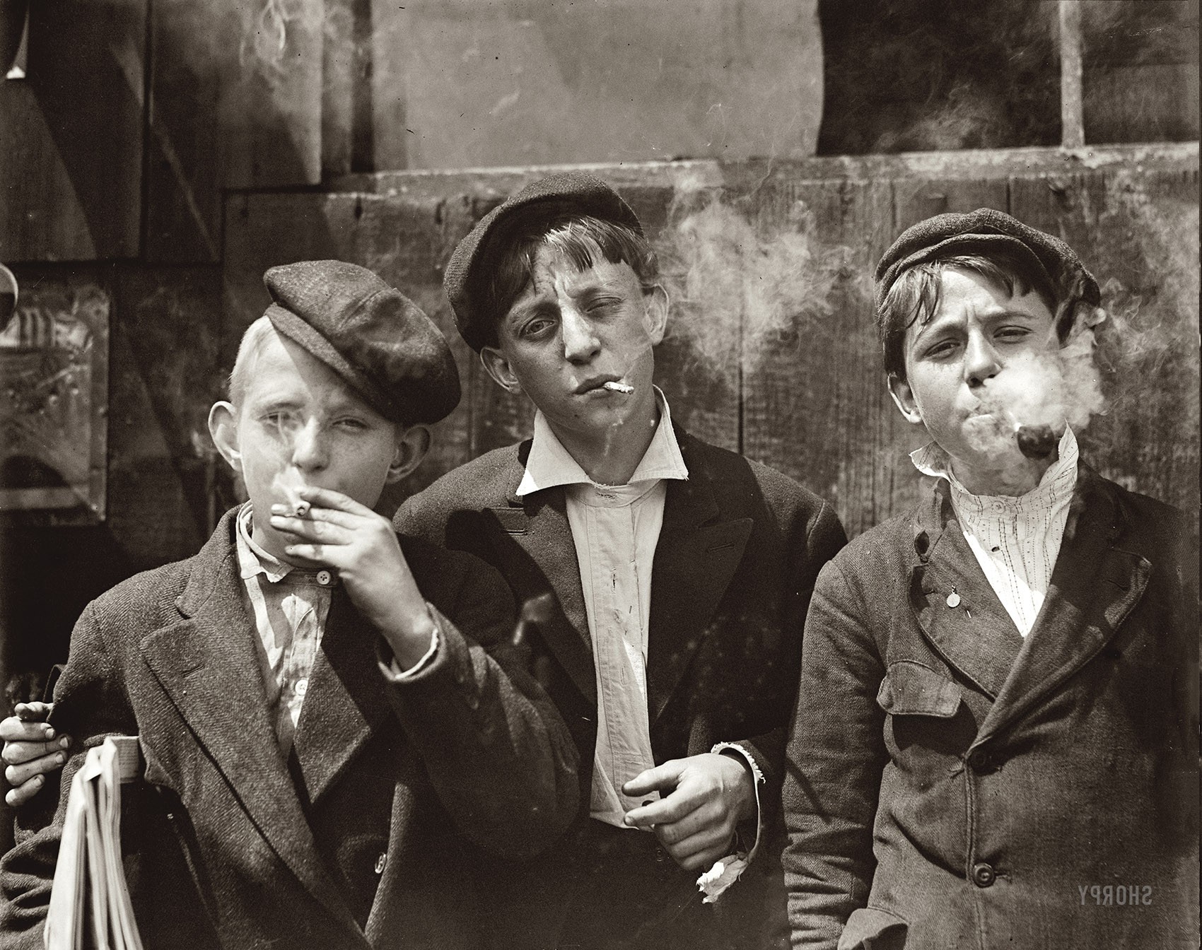 Vintage Guys Monochrome Sepia Smoking History Grand