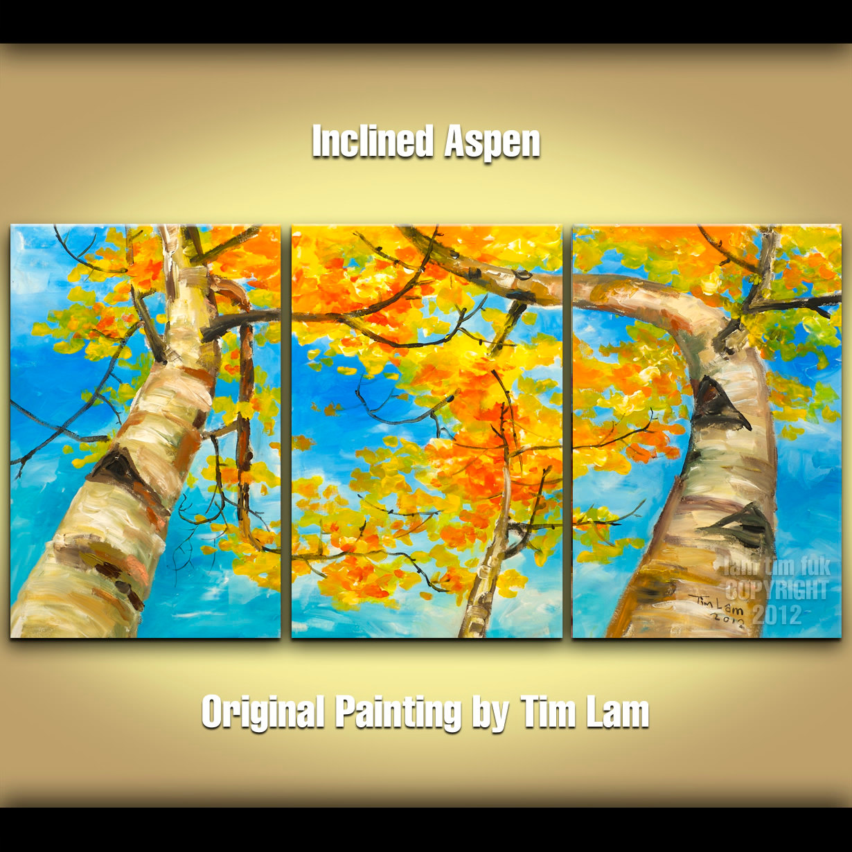 Sky Gold Autumn Aspen Tree Art Huge Landscape Painting S By Tim