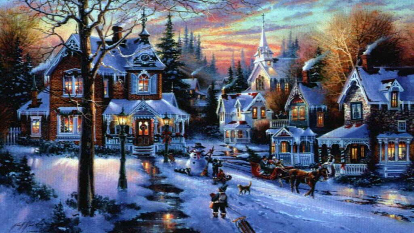 Beautiful christmas village iPhone Wallpapers Free Download