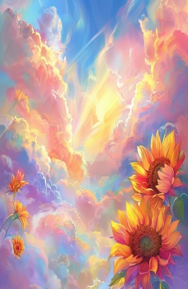 Clouds Sunflower Aesthetic Wallpaper
