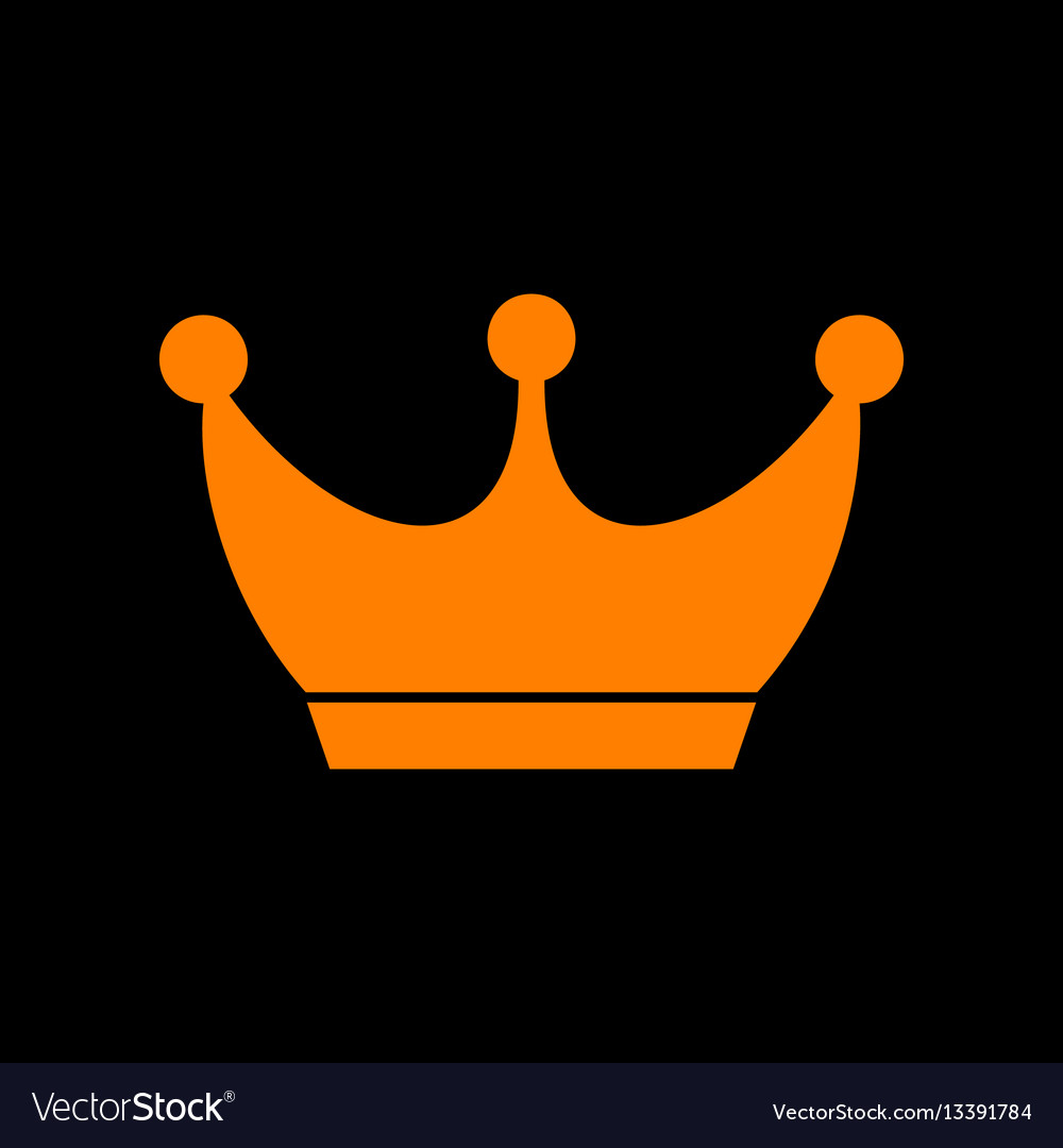 King Crown Sign Orange Icon On Black Background Vector Image
