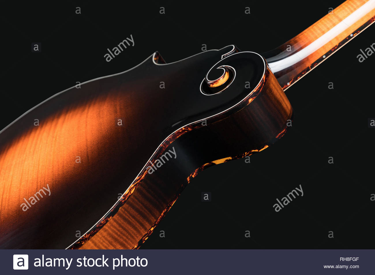 Mandolin Isolated On Black Background Music Concept Stock Photo