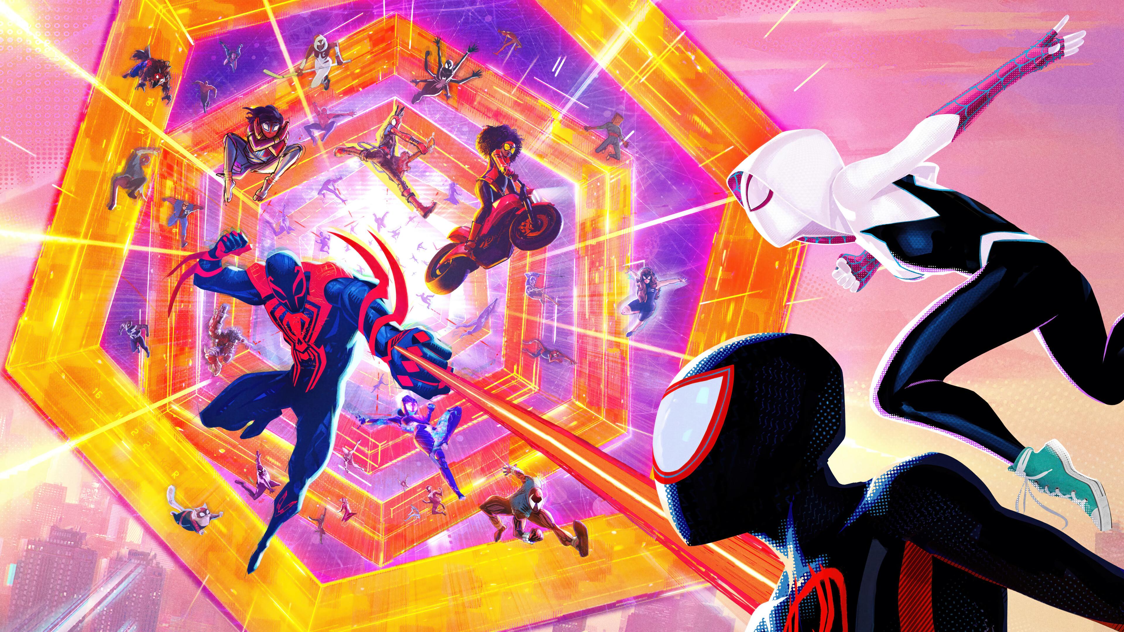 Spider Man Across The Verse Characters 4k Wallpaper iPhone
