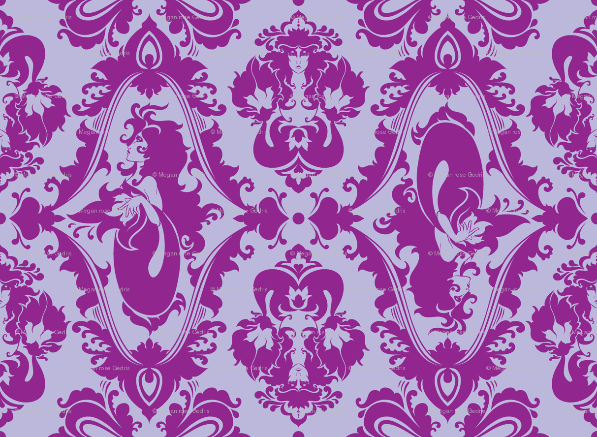 Wallpaper Damask Purple Fabric Trending Space