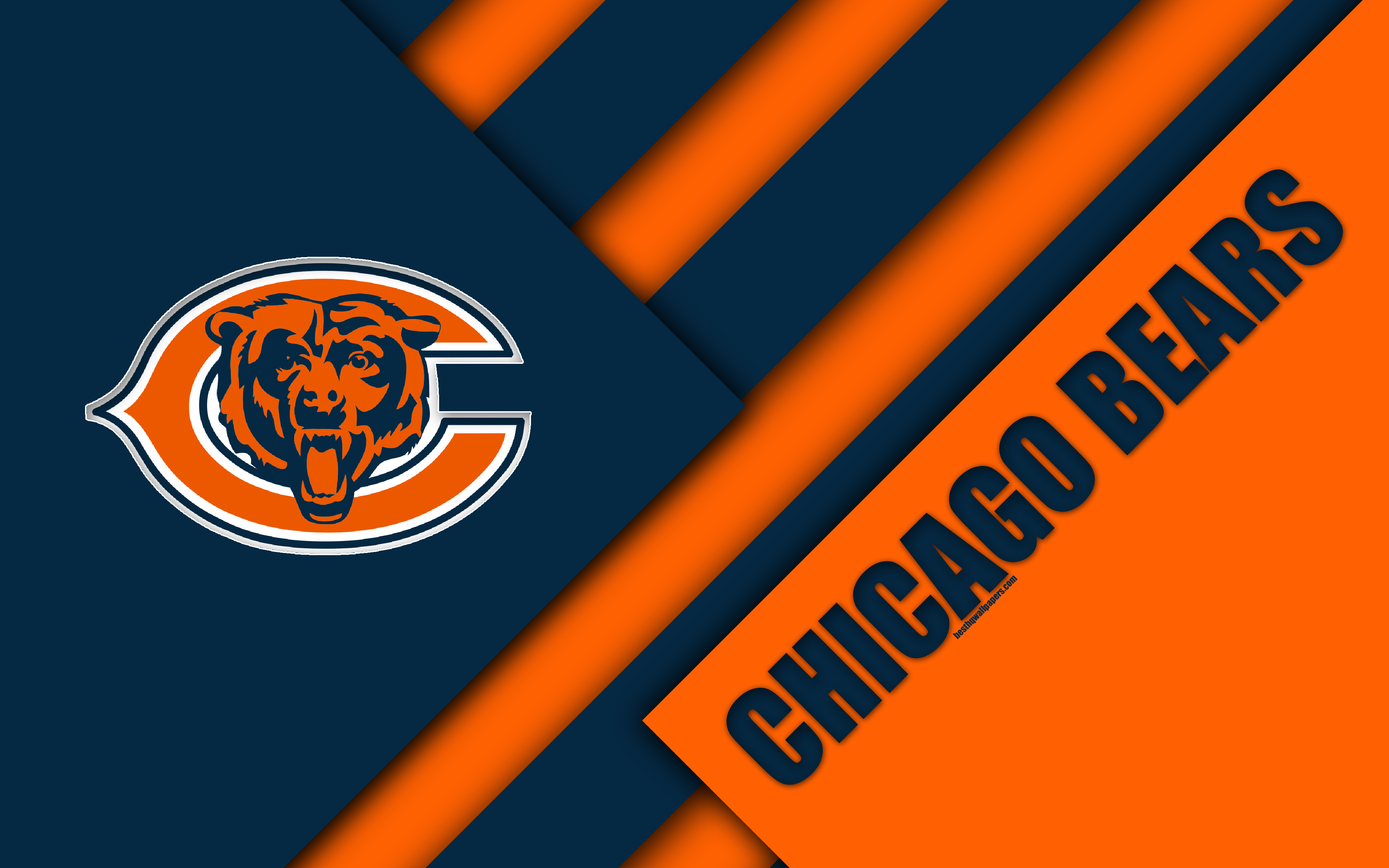 Wallpaper Chicago Bears 4k Logo Nfl Orange Blue