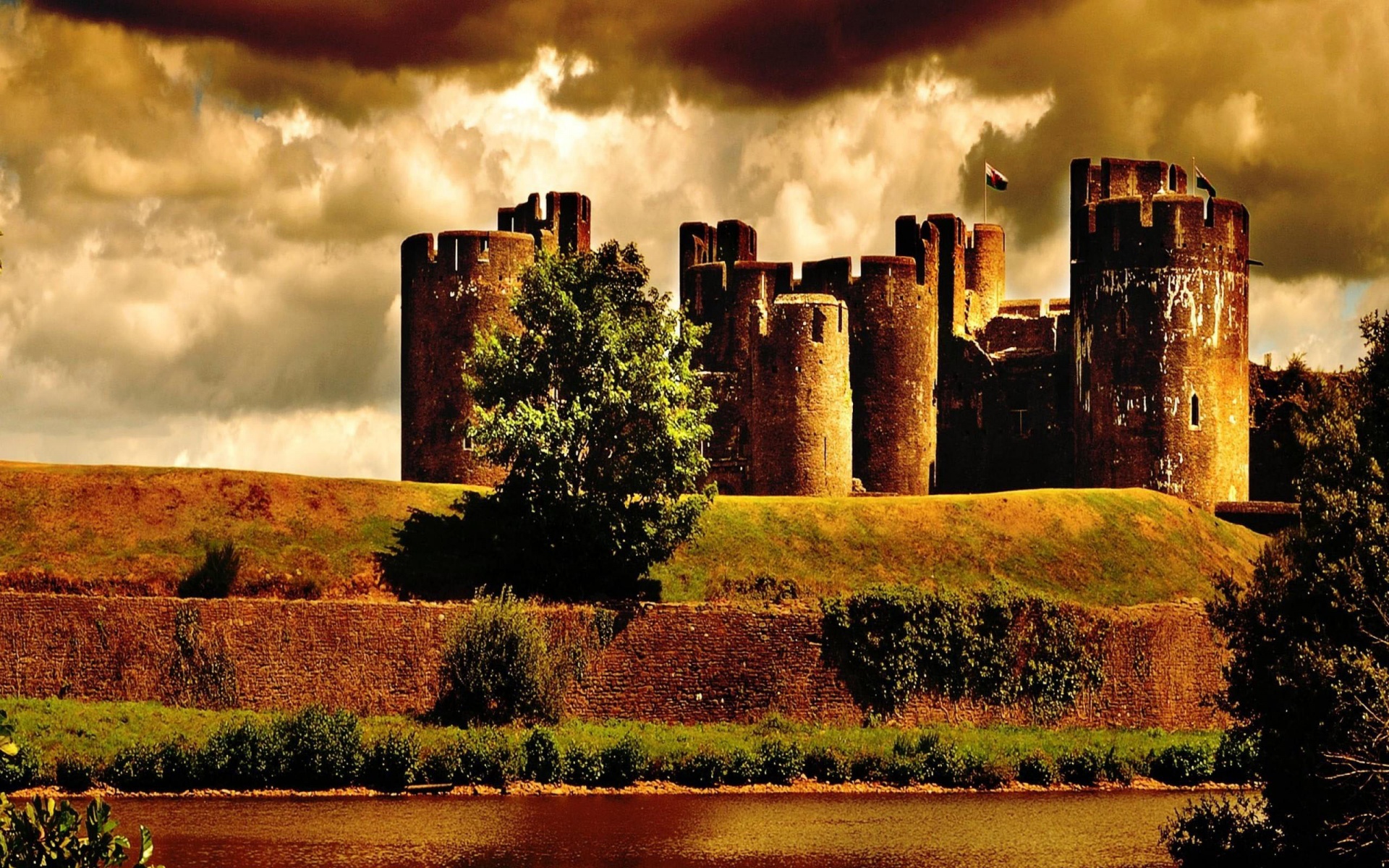 The Below Image Is Caerphilly Castle United Kingdom Wallpaper