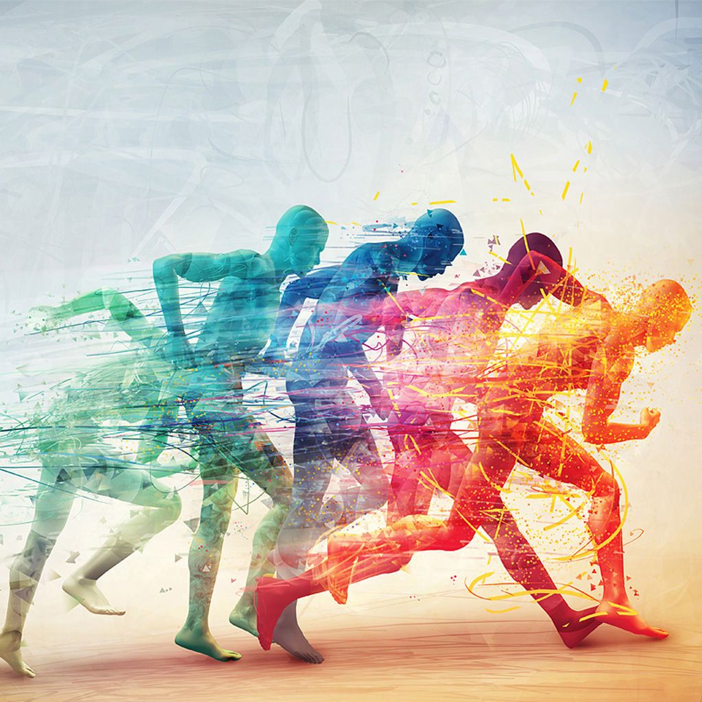 Running Men Colorful iPad Background Background