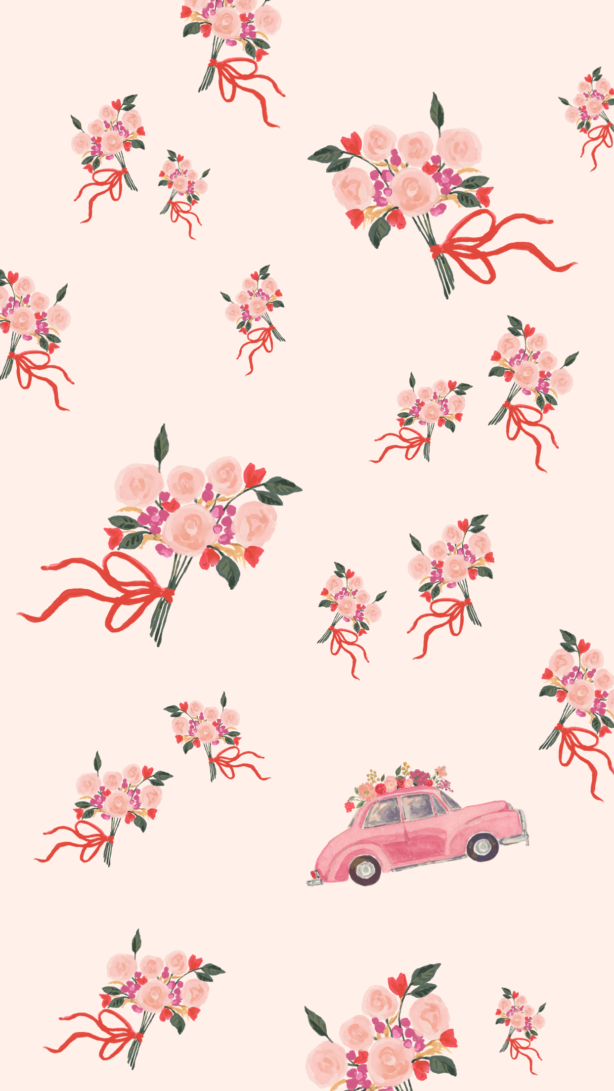 St Valentines Day Flowers and Cars iPhone Wallpaper