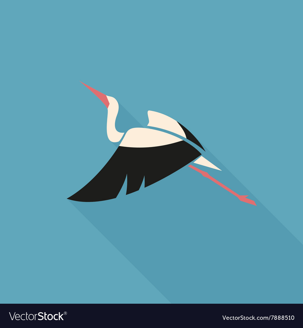 Stork logo sign emblem flat on blue background Vector Image 1000x1080