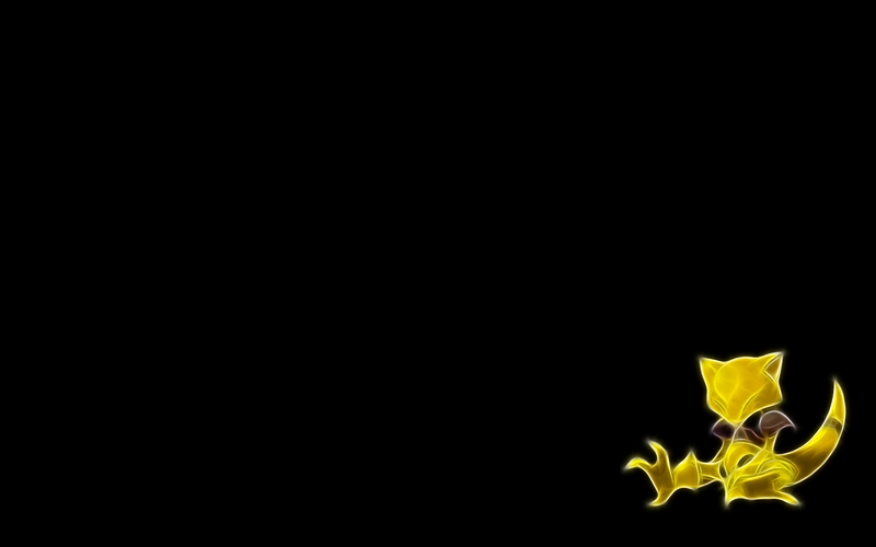 Pokemon Fractalius Abra Black Background Wallpaper Anime
