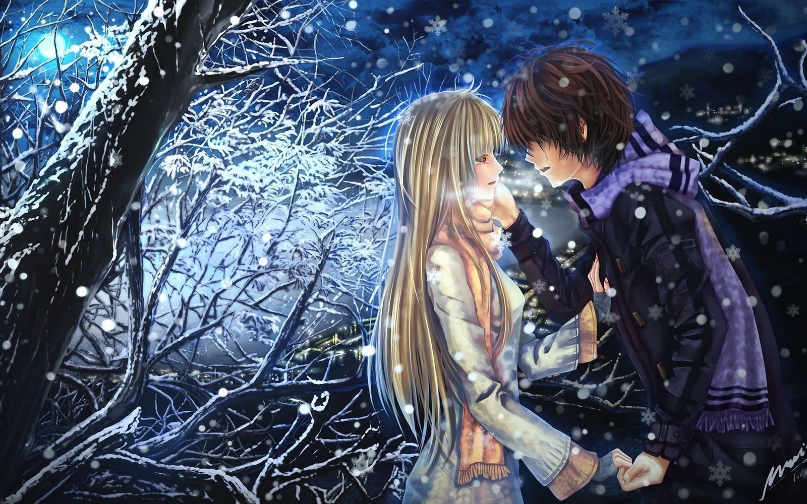 anime love couples in love hd wallpaper 1024x678 anime couple in love