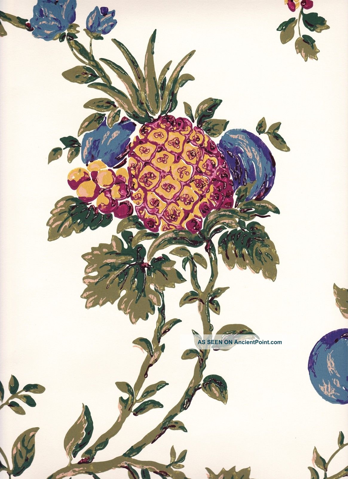 Historic Federal Reproduction Wallpaper Pineapple Fruit Vine Arts