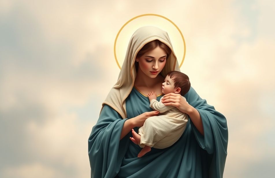 Mother Mary With Baby Jesus Wallpaper