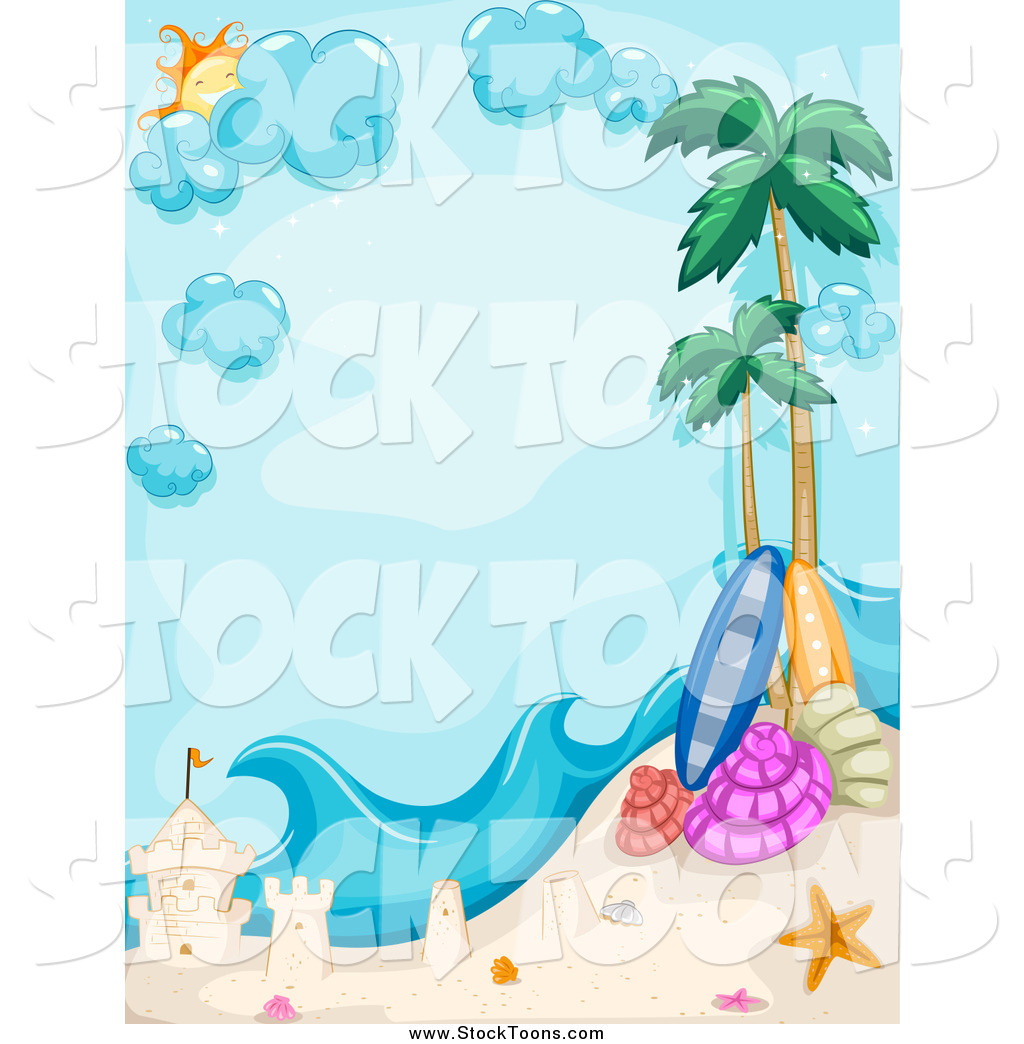 Stock Cartoon Of A Tropical Beach Border With Sand Castle By Bnp