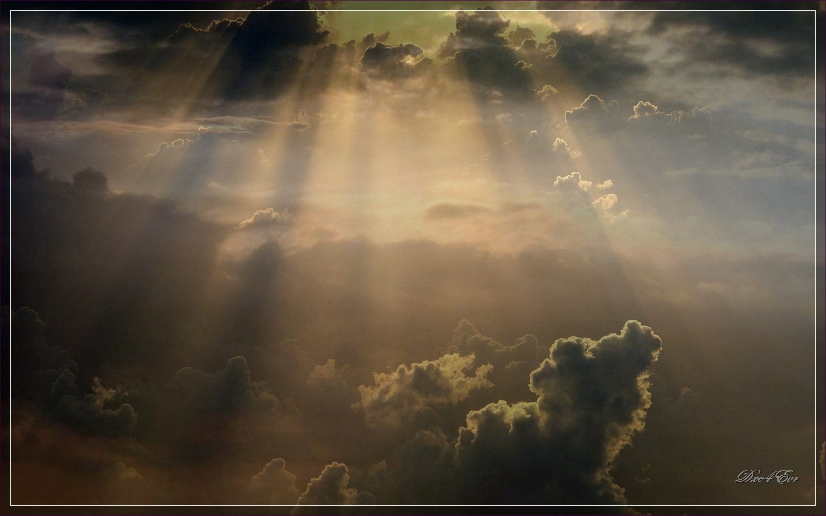 Stormy Sky With Sun Rays Wallpaper