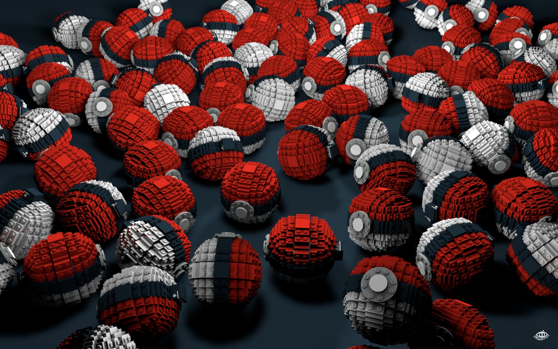 Abstract Pokemon Lego Video Games Poke Balls Voxels