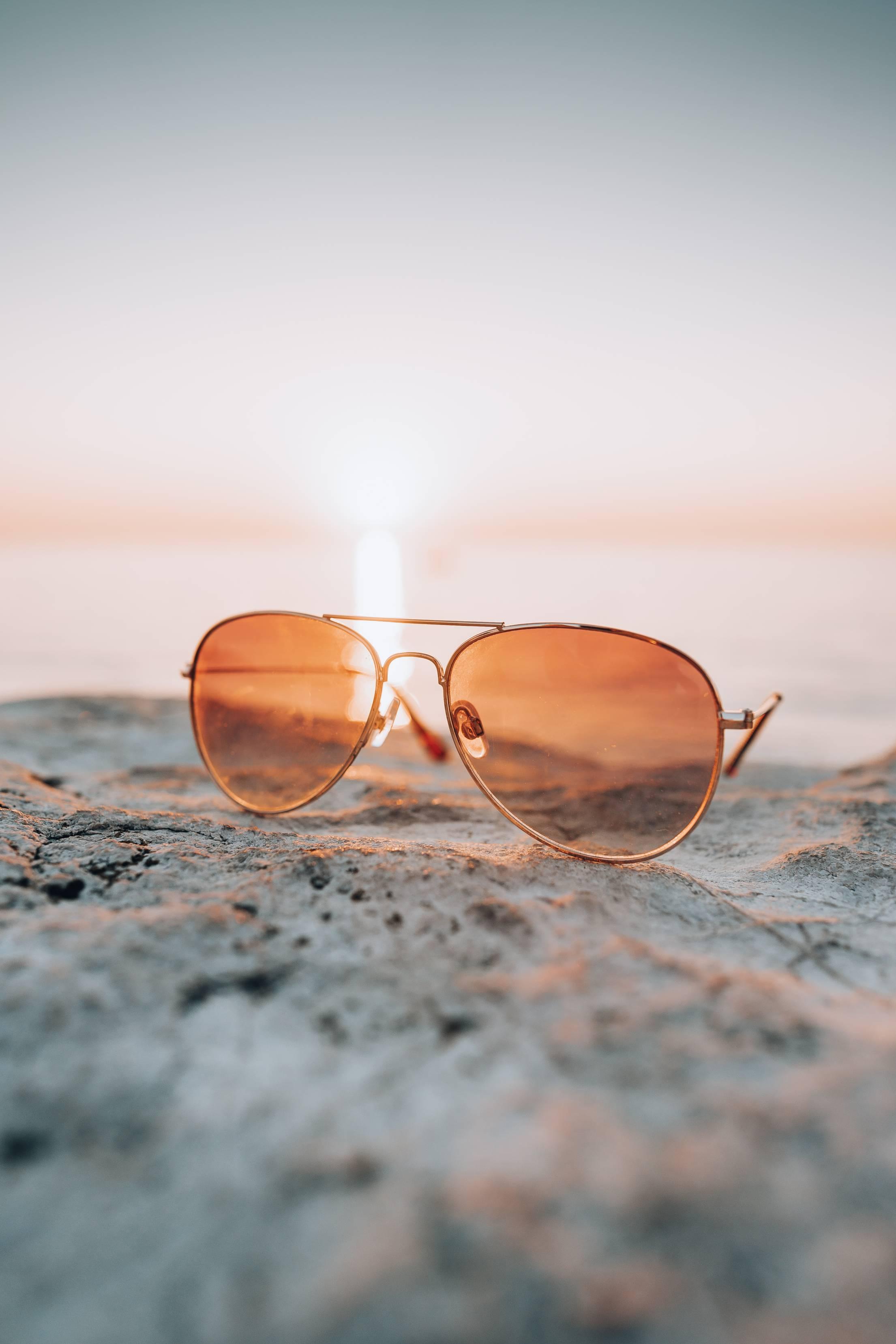 Fashion Sunglasses Sea Sunset and Stone Free Stock Photo picjumbo