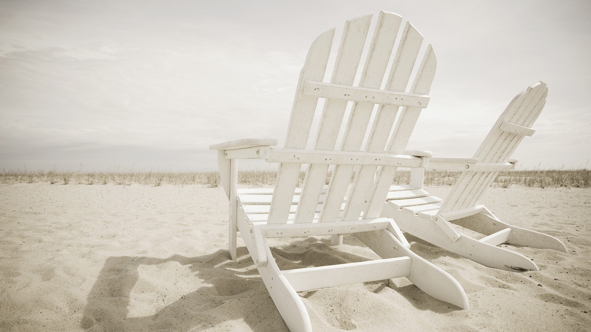 Sun Chairs On The Beach Desktop Pc And Mac Wallpaper