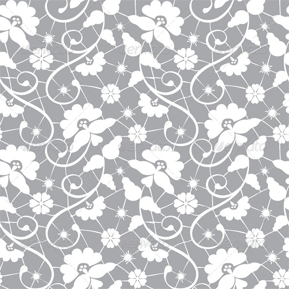 Seamless Lace Pattern on Grey Background   Backgrounds Decorative