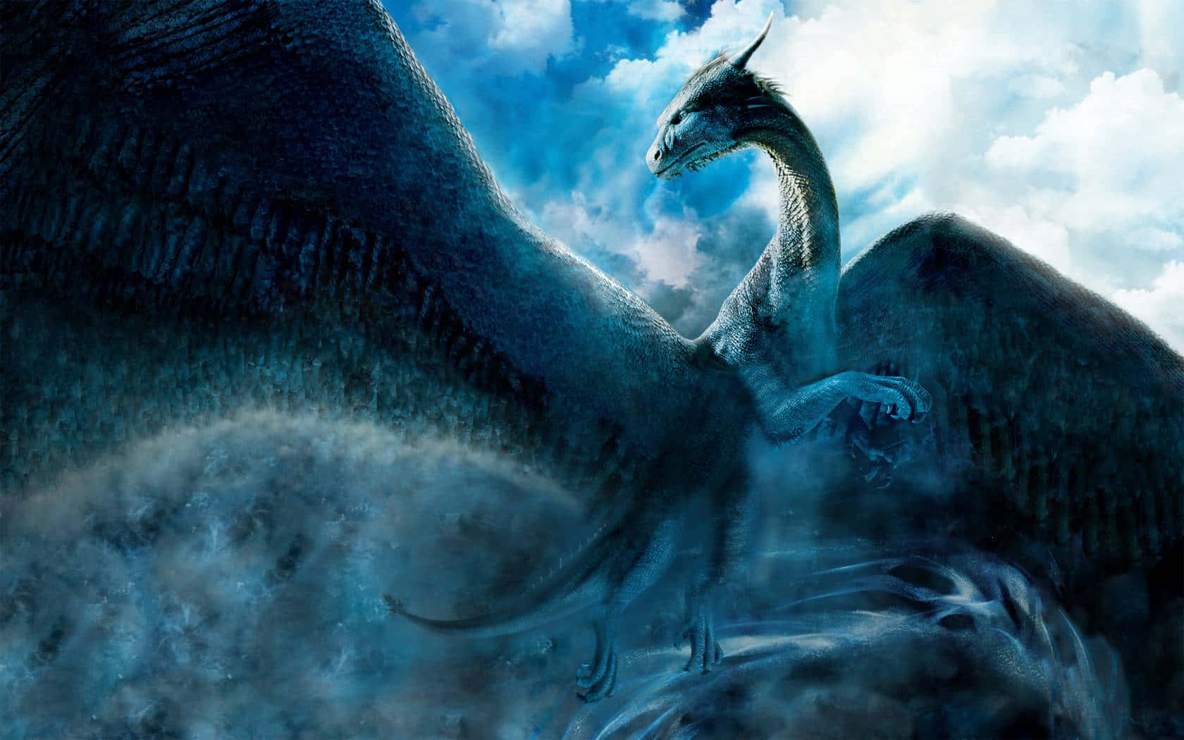 An Awesome Cool Dragon Perched Atop A Rock With Wings Spread Wallpaper