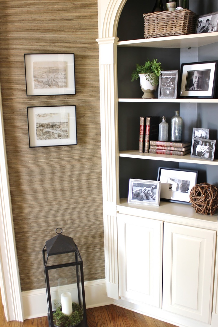And After Of The Foyer Love Grasscloth Bookcase Styling