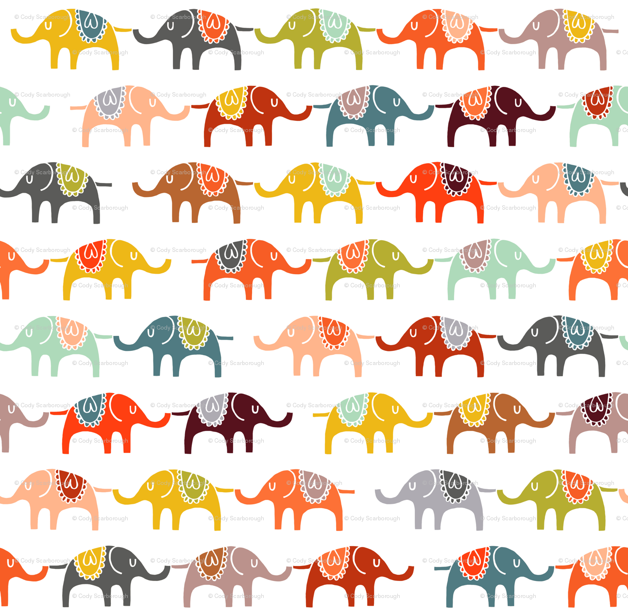 Indian Elephant Pattern Wallpaper March