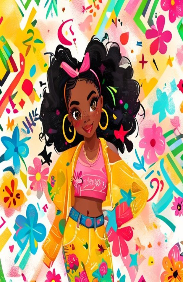 Pretty Black Girl Cartoon Wallpaper
