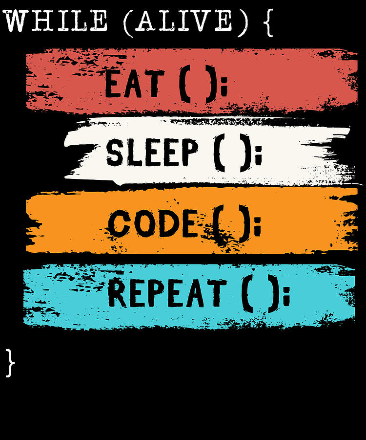 While Alive Eat Sleep Code Repeat Click Coder Software Puter