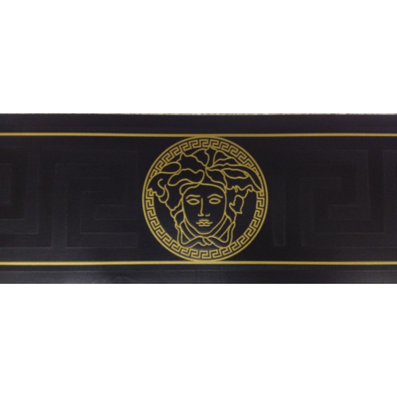 Home Versace Greek Key Black And Gold Luxury Wallpaper Border