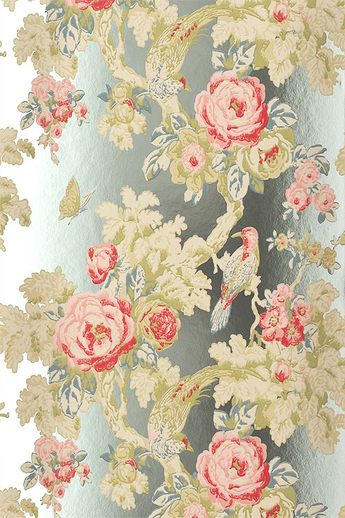 Anna French Wallpapers Wild Flora Bird in the Bush Foil buy online 490x735