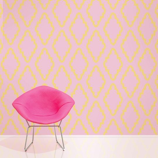 Quatrefoil Pink Yellow Removable Wallpaper Half Kit By Wallcandy Arts