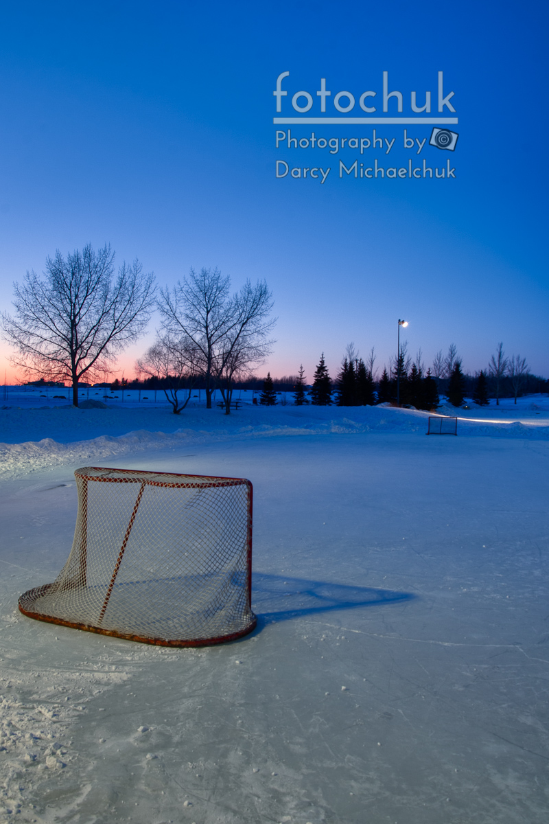 Sunset With Vacant Pond Hockey Rink Fotochuk