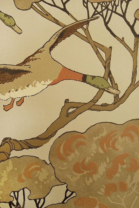 Flying Ducks Wallpaper A Striking In Light Autumnal Khaki
