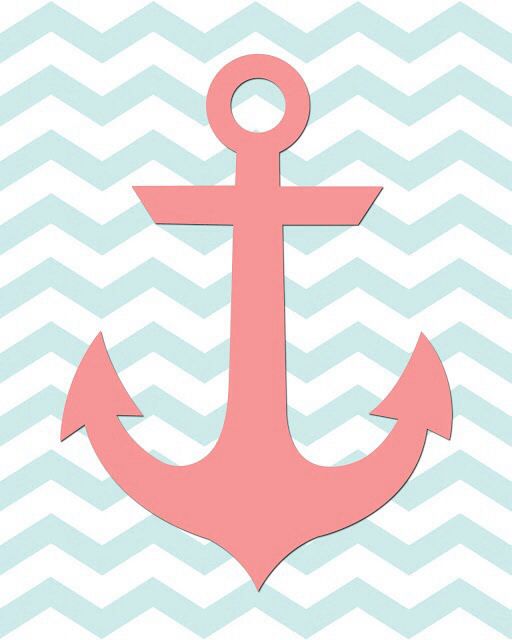 Blue Chevron And Pink Anchor Wallpaper