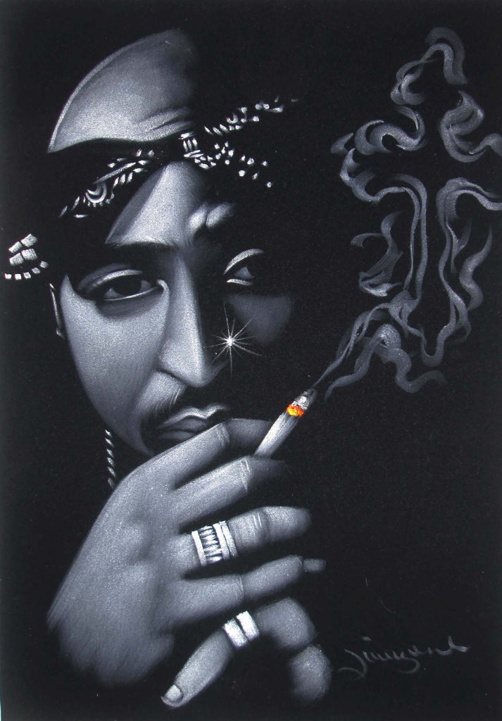 Tupac Shakur Portrait 2pac Smoke Cross Original Oil Painting