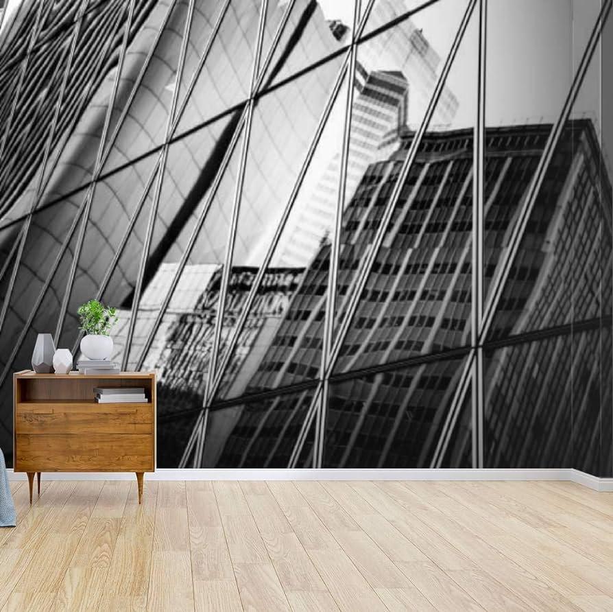 Amazon Wall Mural Windows Of Business Building With B Amp W