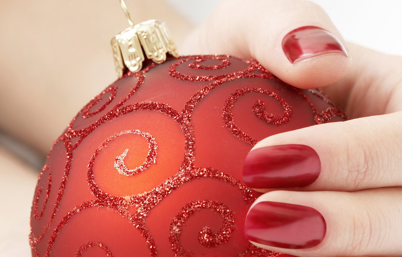 Wallpaper Red Toy New Year Hand Fingers Nails
