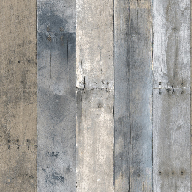 Repurposed Wood Industrial Loft Multi Colored Removable Wallpaper