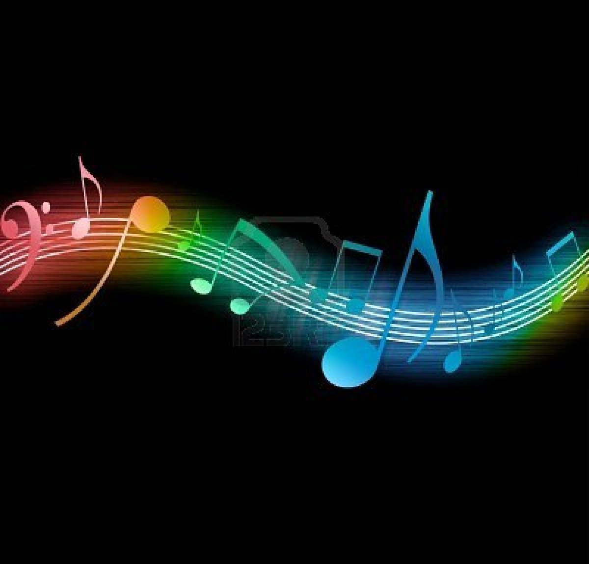 Showing Gallery For Colorful Neon Music Notes In A