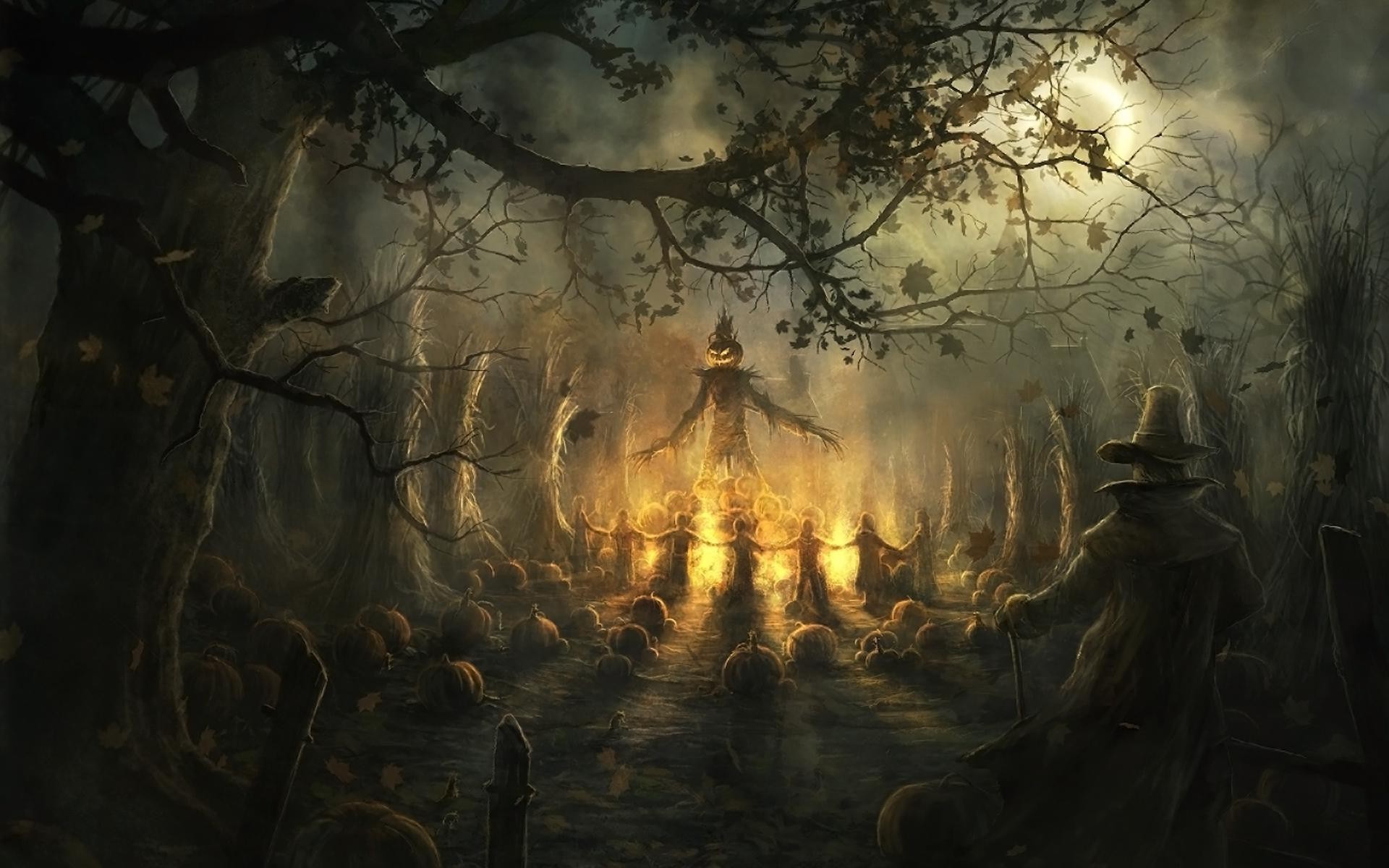 Halloween Scarecrow Holiday HD Wallpaper Background