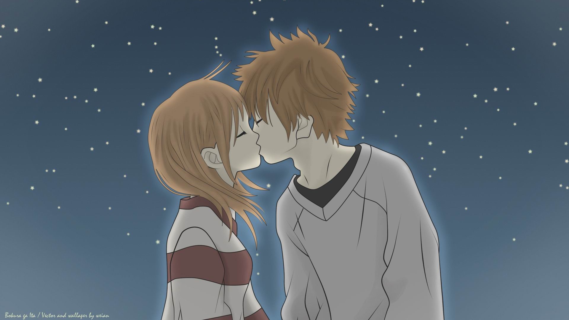 Anime Love Kissing Wallpaper HD Desktop