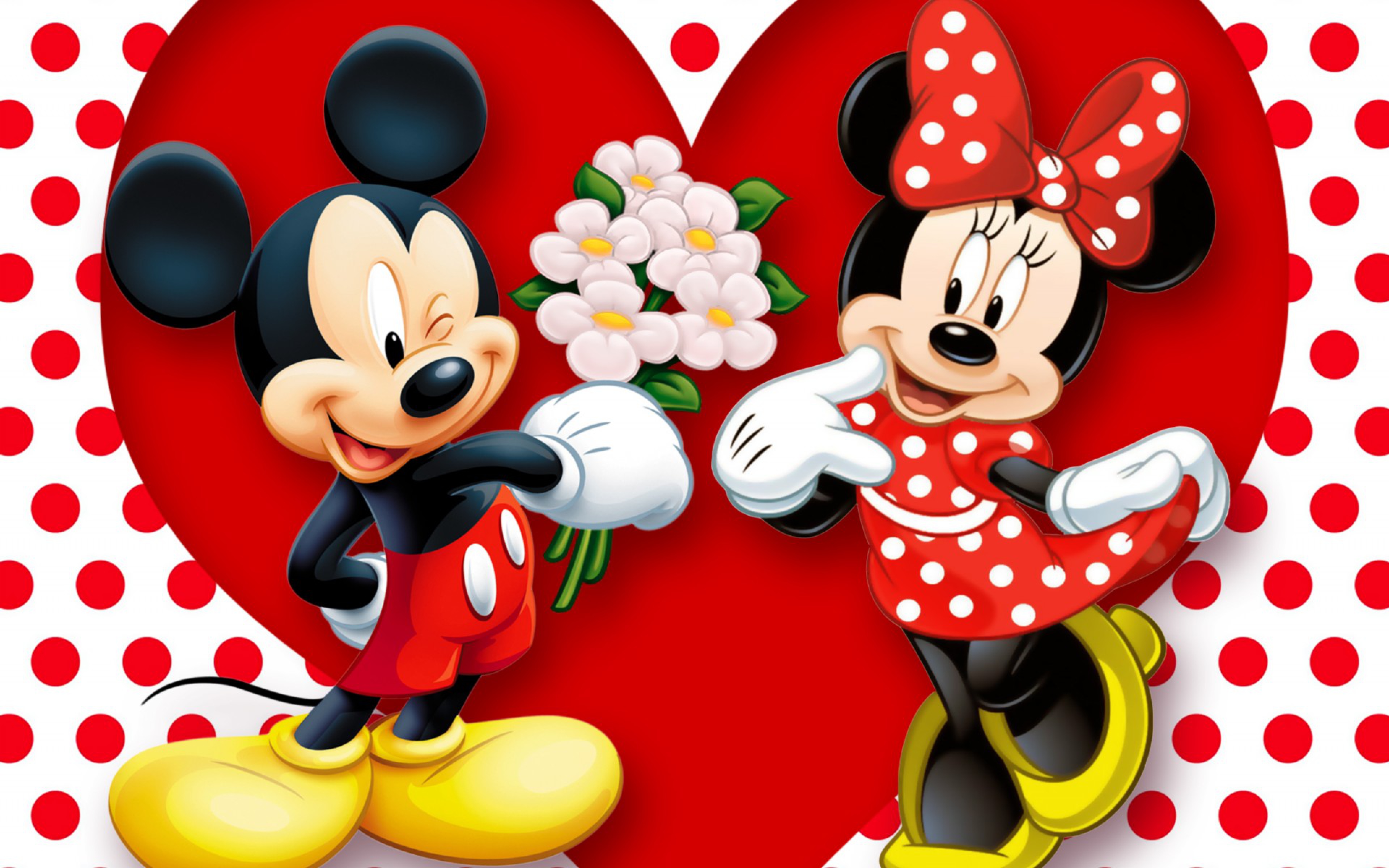 Background Mickey Mouse And Minnie Love Couple Heart Wallpaper