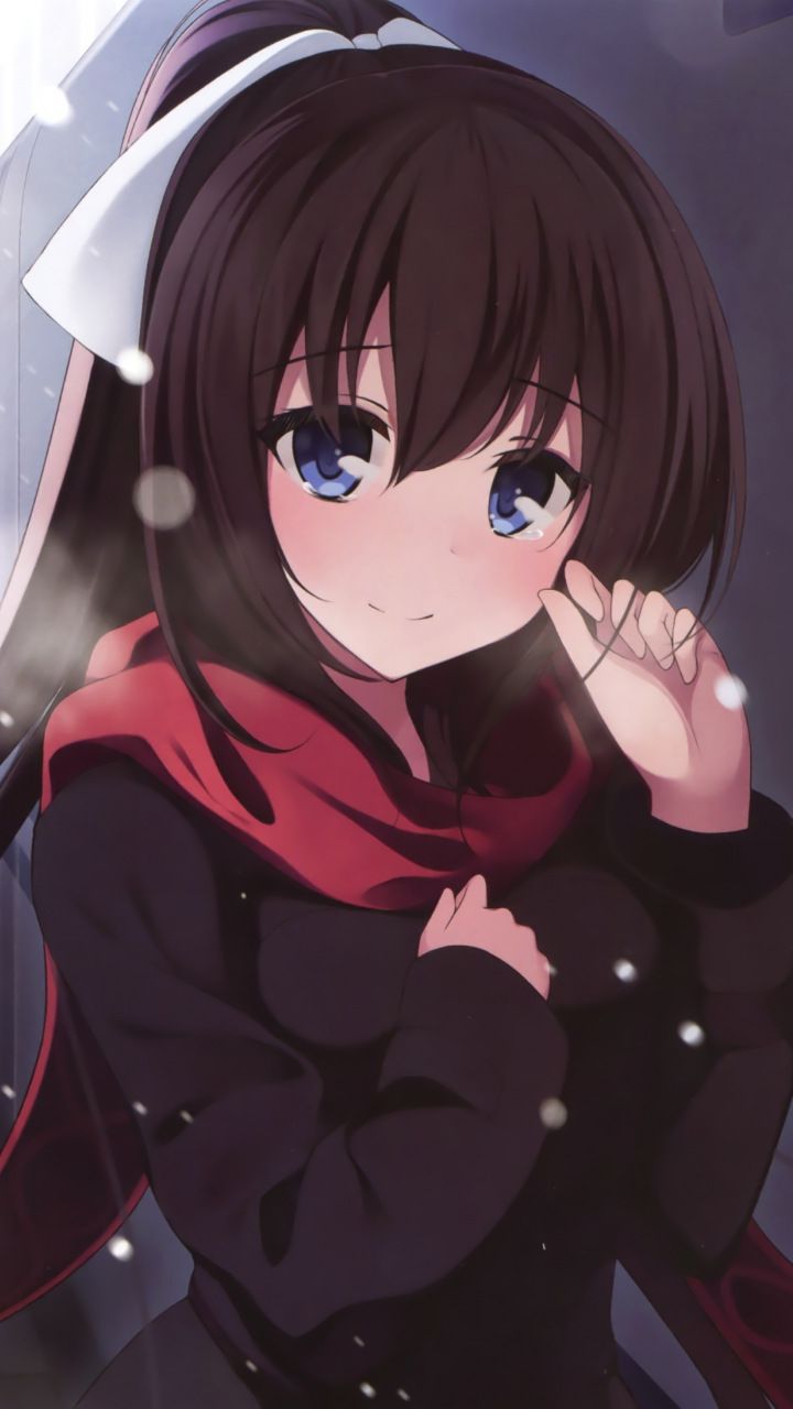 Cute Blue Eyes Anime Girl Winter Wallpaper Kawaii