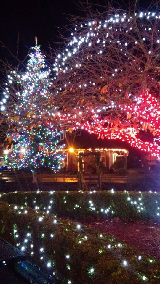 Snoqualmie Lights With The Depot Shining In Background