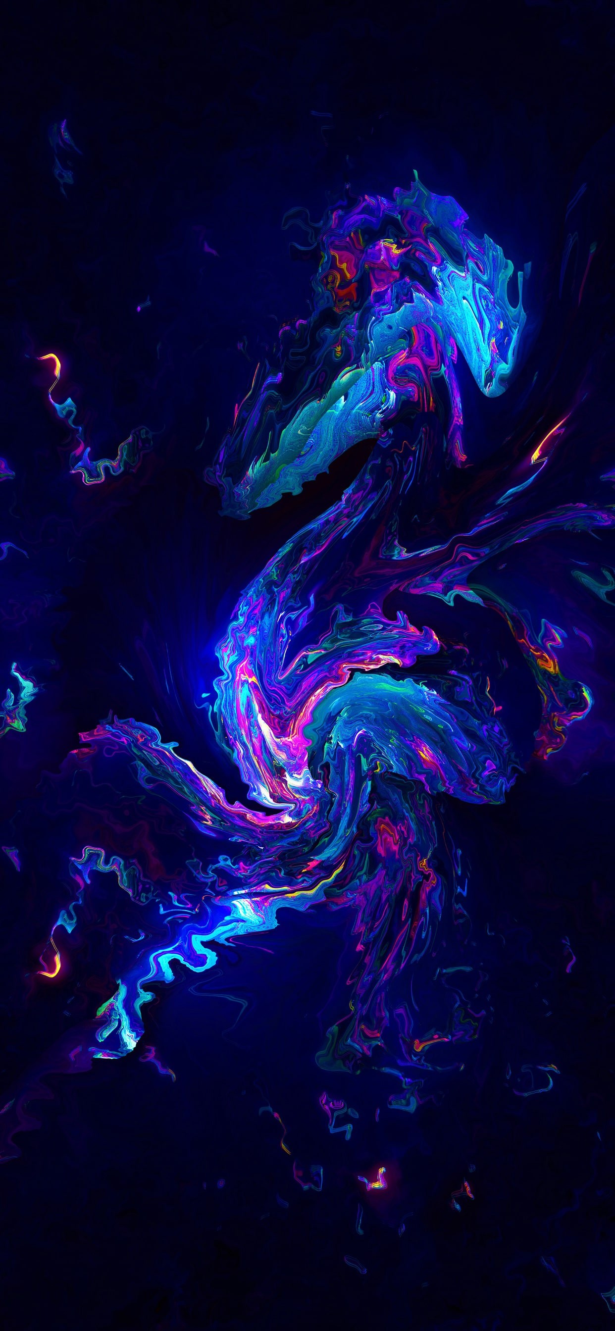 Abstract Swirls of Neon Light on a Dark Background - Cool Phone Wallpaper