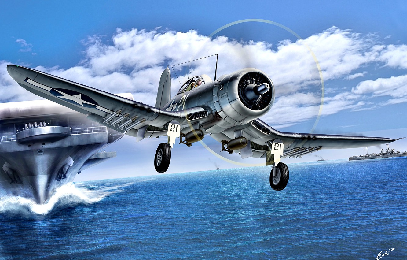 Wallpaper Sea Ships Fighter Missiles The Carrier Usa Corsair